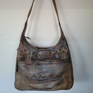 Jane Joo Artistic Brown Leather Shoulder Bag